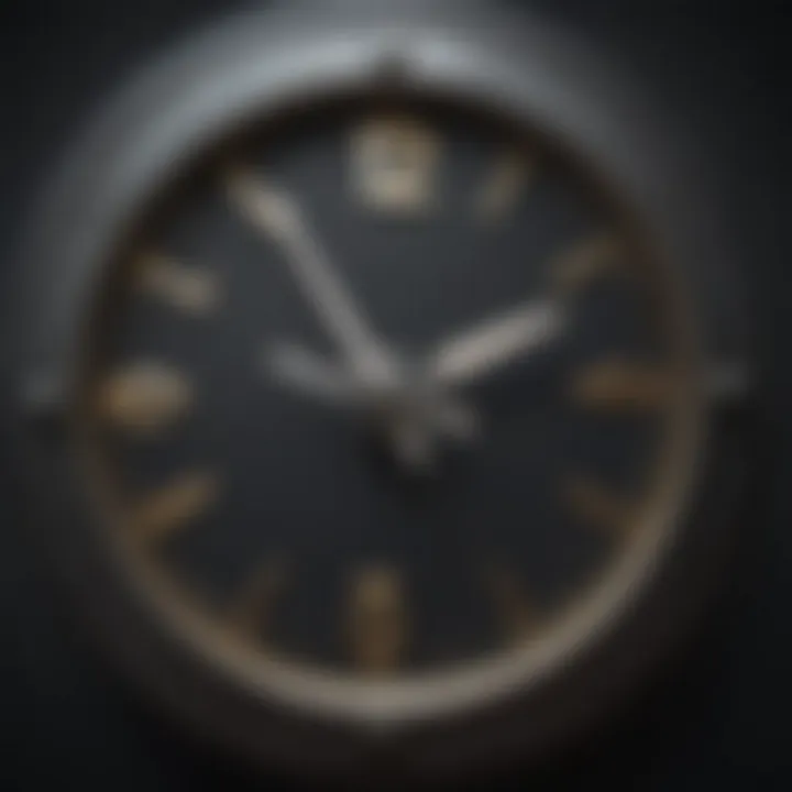 An artistic representation of productivity symbols surrounding a clock.