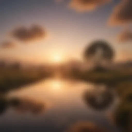 A serene sunrise over a calm landscape, symbolizing new beginnings and optimism.