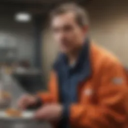 A compassionate volunteer assisting in a community shelter