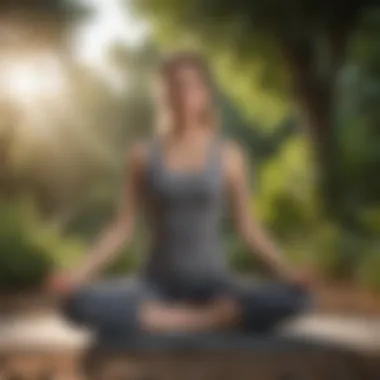 A serene outdoor setting with an individual practicing yoga for mental clarity