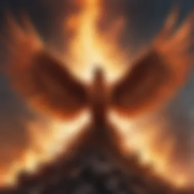 Illustration of a phoenix rising from the ashes, embodying the transformative power of self-compassion in overcoming challenges