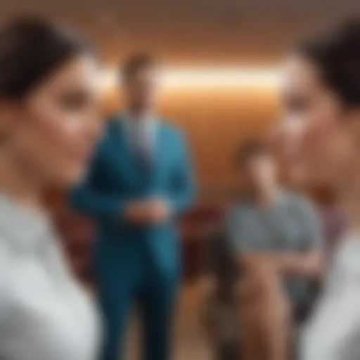 A diverse group engaging in a meaningful dialogue in a bright, modern setting.
