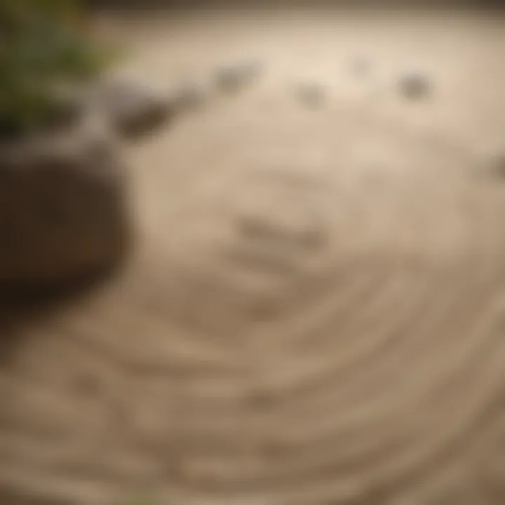 Zen garden with raked sand representing inner peace