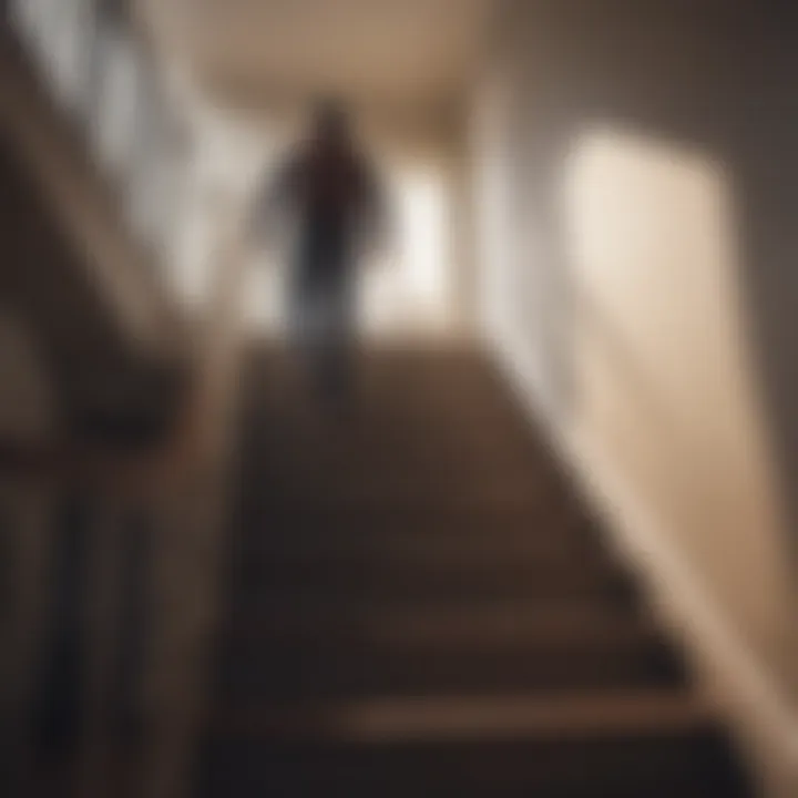 A person climbing a staircase symbolizing personal growth