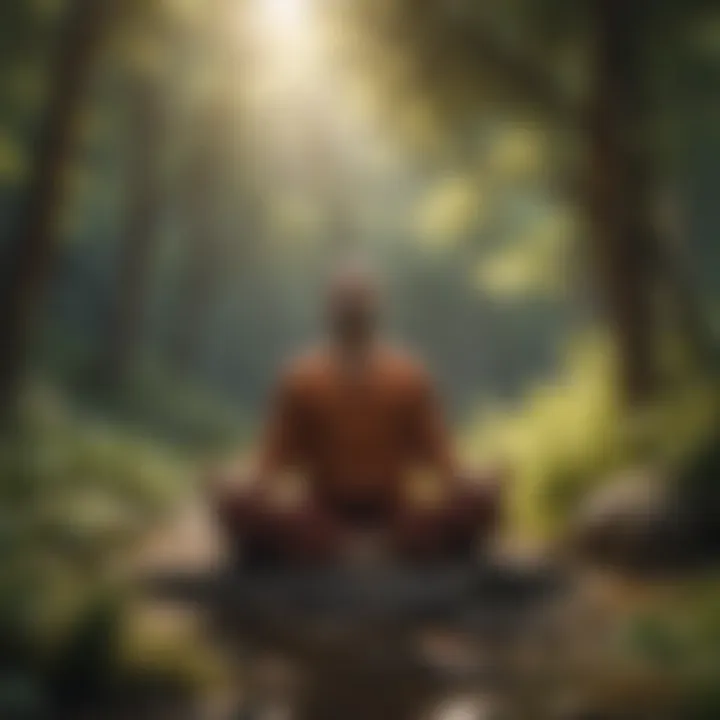 Illustration of a person meditating in nature