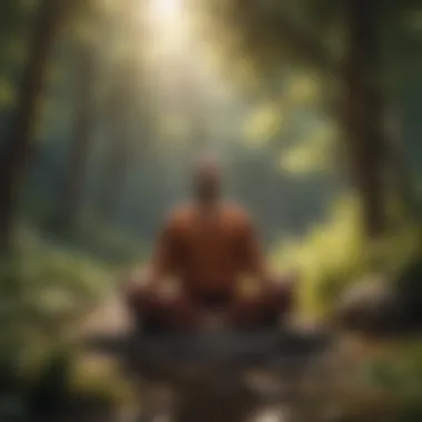 Mindfulness in Nature Illustration of a person meditating in nature