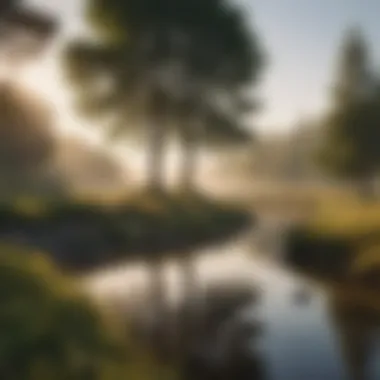 Tranquil Morning Landscape A serene morning landscape depicting tranquility