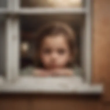 A child looking out of a window, symbolizing feelings of abandonment.