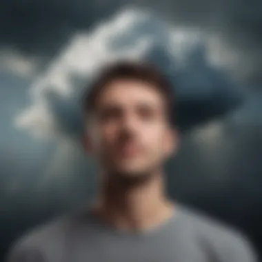 Visual metaphor of a dark cloud over a person's head