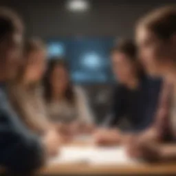 A diverse group engaging in a collaborative brainstorming session