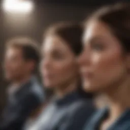 An individual attentively listening to a speaker, highlighting engagement.