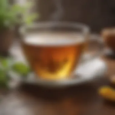 Relaxation and Mindfulness A close-up of a cup of herbal tea, representing relaxation and mindfulness