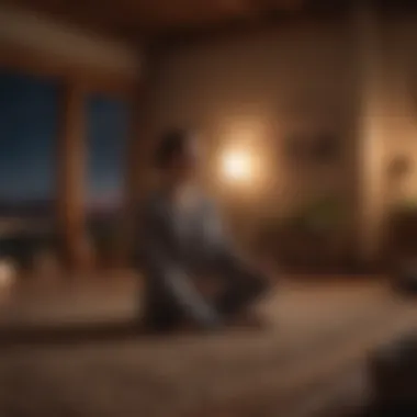 Mindfulness Meditation for Nighttime Anxiety A person practicing mindfulness meditation in a tranquil space.