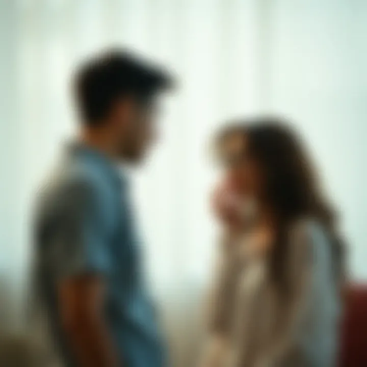 Two individuals experiencing a disconnect in conversation, illustrating relationship strain