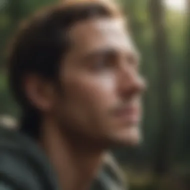 A person reflecting in a tranquil setting