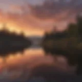 A serene landscape depicting a sunset over a calm lake, symbolizing emotional reflection.