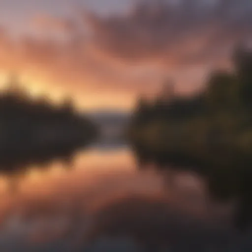 A serene landscape depicting a sunset over a calm lake, symbolizing emotional reflection.