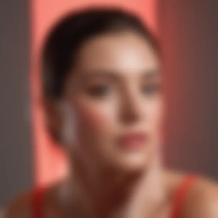 Person using a red light therapy device on their face