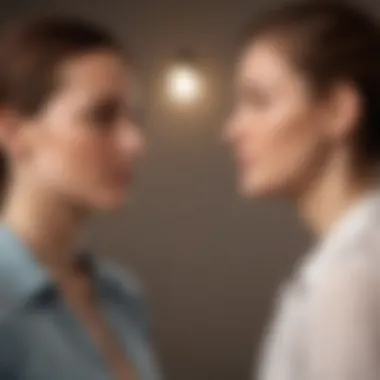 Two individuals engaging in a conversation with evident body language cues