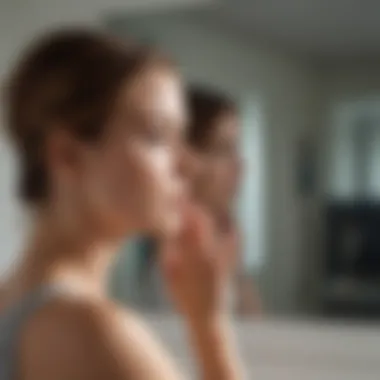 An individual reflecting on their own body language in a mirror