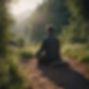 A serene landscape depicting a person meditating in nature, promoting mental well-being