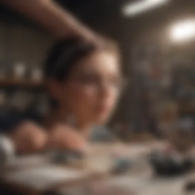 An individual engaging in the creative process of assembling a vision board.