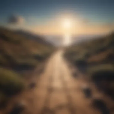 The Path to Self-Improvement A path leading toward a bright horizon illustrating the journey of self-improvement