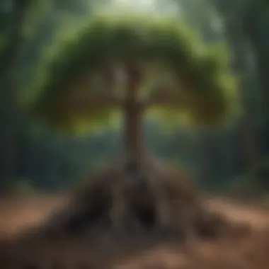 Symbolism of Personal Growth A vibrant tree with deep roots symbolizing personal growth