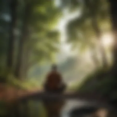 Meditation in Nature Illustration of a person meditating in a serene natural setting