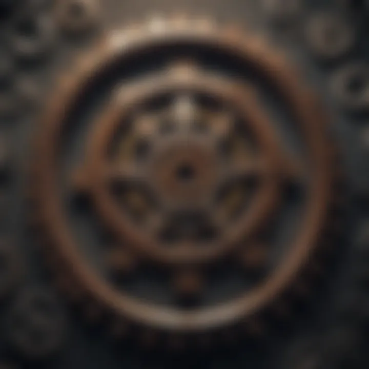 Mosaic of gears symbolizing dedication and progress