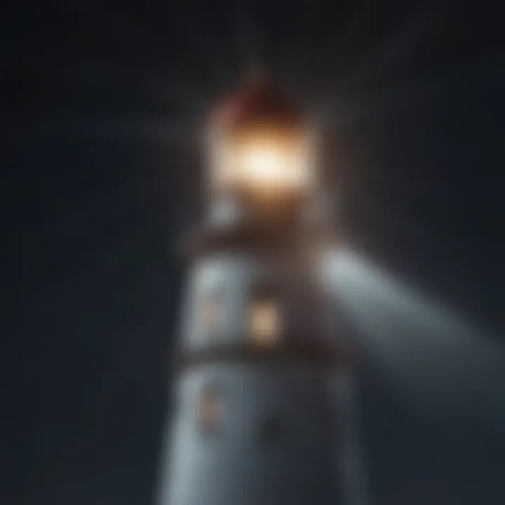 Lighthouse beaming light in the dark signifying guidance and success