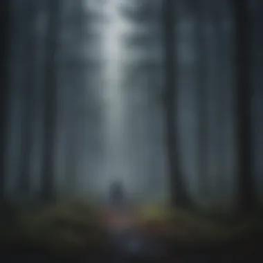 Conceptual artwork showing a lone figure standing amidst a dark and misty forest reflecting isolation in depression