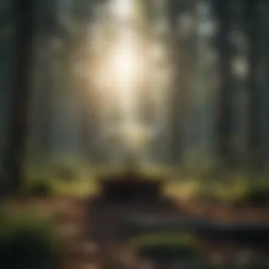 Forest of Enlightenment Wisdom quote on serene forest setting