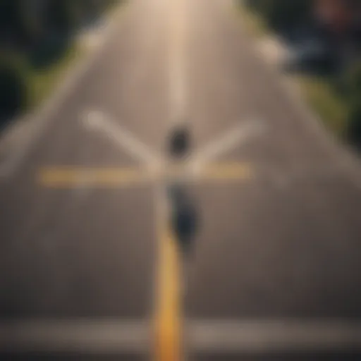 Illustration of a person standing at a crossroad, symbolizing decision-making and choices