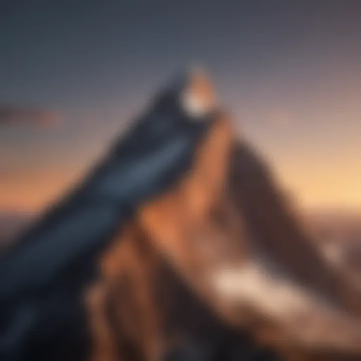 Abstract depiction of a sunrise over a mountain peak