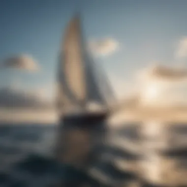 Visual metaphor of a sailing boat catching the wind in open waters