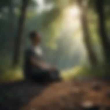 Person meditating in peaceful nature