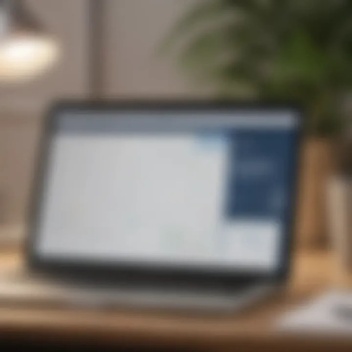 An organized workspace featuring a digital calendar on a laptop