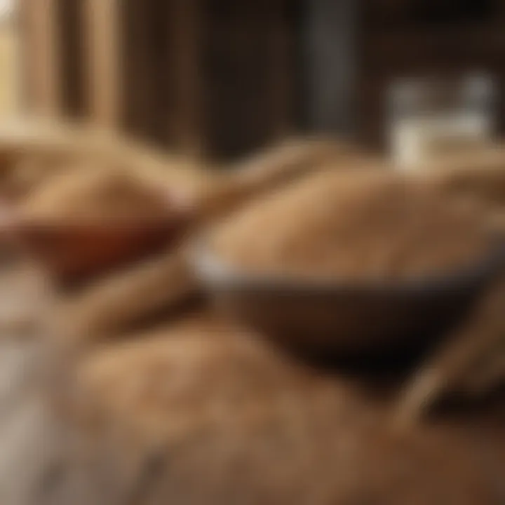 Whole grains displayed in a rustic setting emphasizing healthy carbs