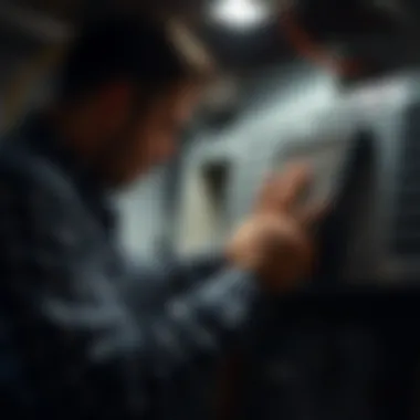 Cleaning HVAC System Filters Technician cleaning HVAC system filters