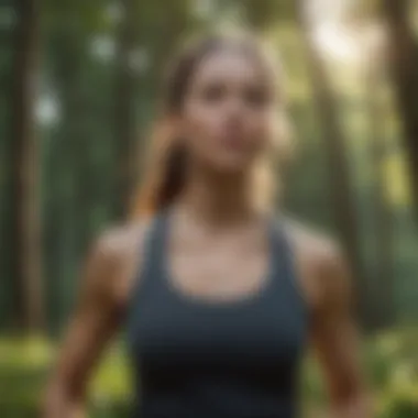 Woman engaging in physical exercise in a serene setting