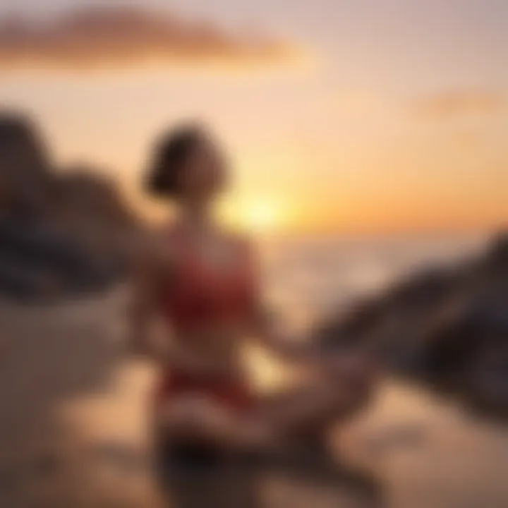 Yoga practitioner in a calming sunset pose