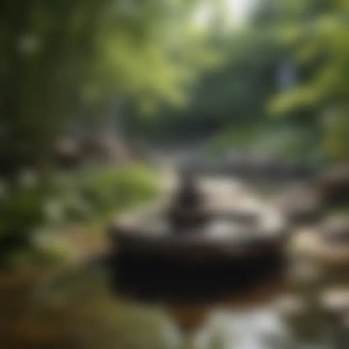 Zen garden with bamboo fountain