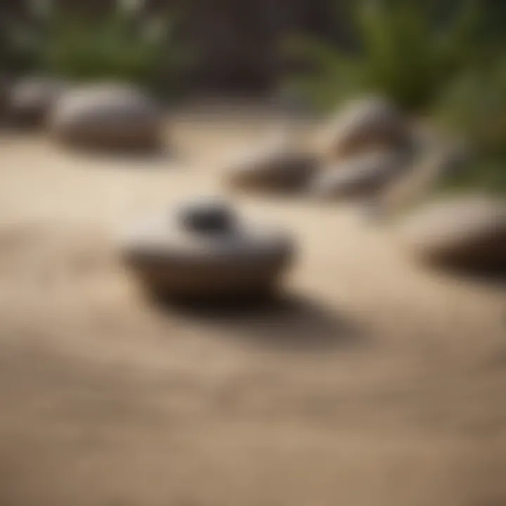 Zen garden with sand ripples and rocks