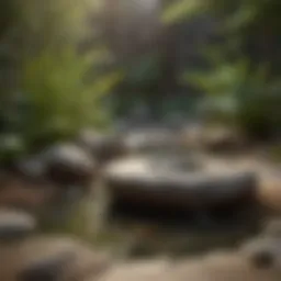 Zen garden with tranquil water feature