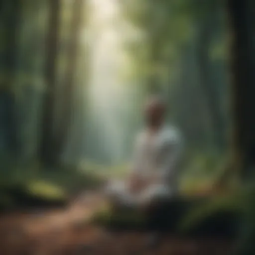 Zen meditation in a lush forest